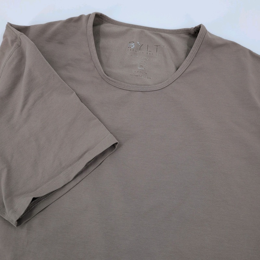 BYLT Basics Drop-Cut T-Shirt Men's Size XL Brown Short Sleeve Crewneck Stretch